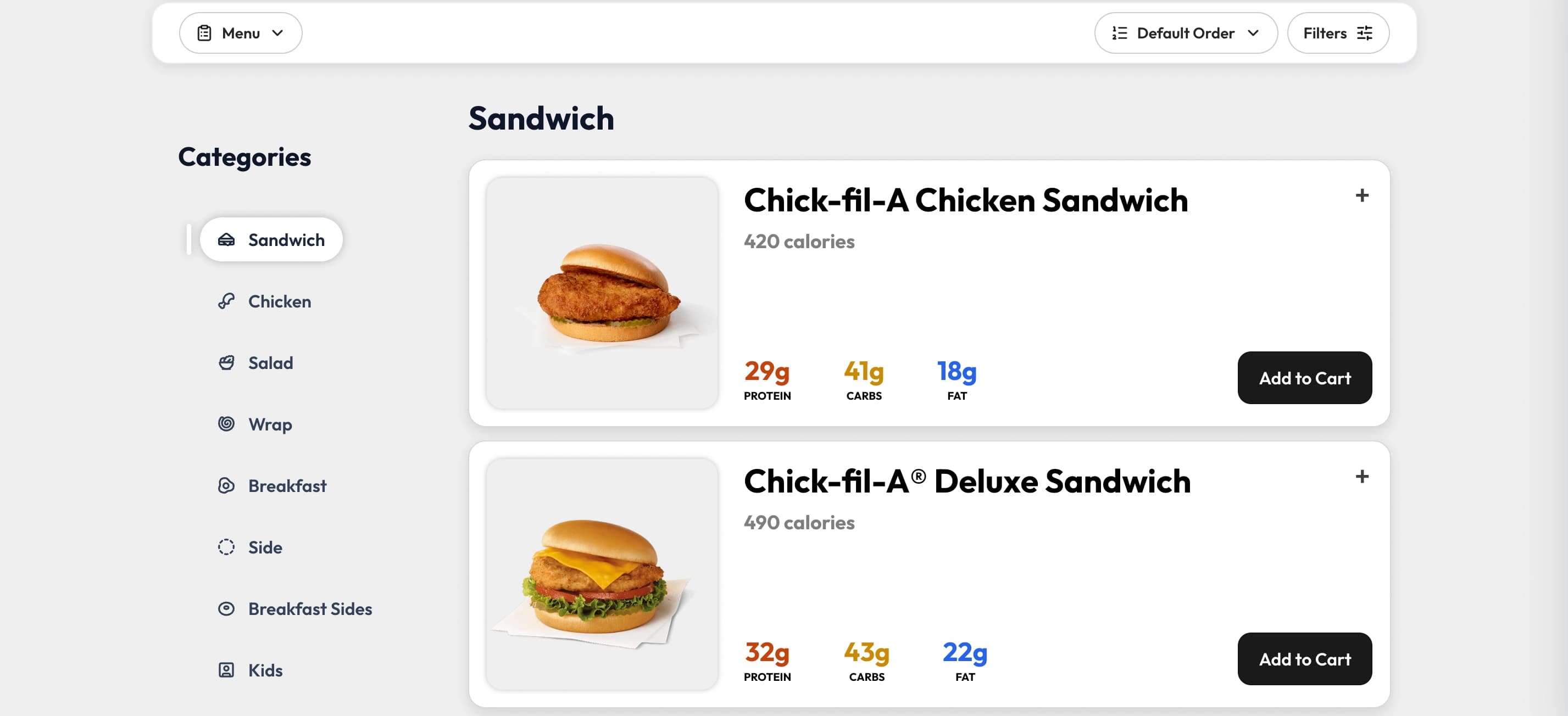 Macro Maxxer desktop restaurant menu at a 1440 pixel viewport